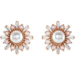 Cultured Akoya Pearl, Opal and Diamond Earrings