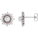 Cultured Akoya Pearl, Opal and Diamond Earrings