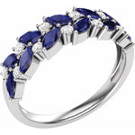 Natural Diamond and Blue Sapphire Anniversary Band