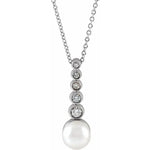Cultured Akoya Pearl and Diamond Bar Necklace