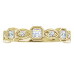 Bezel Set Asscher Natural Diamond Anniversary Band