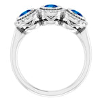 Natural Blue Sapphire 3-Stone Anniversary Band