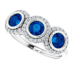 Natural Blue Sapphire 3-Stone Anniversary Band