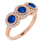 Natural Blue Sapphire 3-Stone Anniversary Band