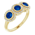 Natural Blue Sapphire 3-Stone Anniversary Band