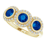 Natural Blue Sapphire 3-Stone Anniversary Band