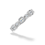 Bezel Set Asscher Natural Diamond Anniversary Band