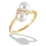 Akoya Pearl and Diamond Bypass Ring