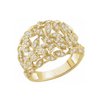 Natural Diamond Leaf Pattern Ring