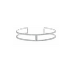 14K White Gold Natural Diamond Negative Space Cuff Bracelet