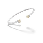 14k Solid Gold Cultured Freshwater Pearl and Diamond Cuff Bracelet
