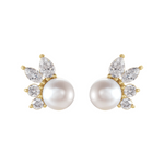 Cultured Akoya Pearl and 1/2 Ct Diamond Earrings