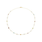 Cultured Freshwater Pearl and Multi-Gemstone Station Necklace