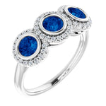 Natural Blue Sapphire 3-Stone Anniversary Band