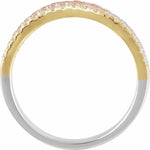 Tri-Color 14k Gold Stacked Diamond Ring