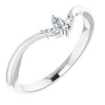 Three Stone Diamond V-Shaped Ring