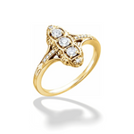 Vintage Vertical 3 Stone Diamond Ring