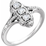 Vintage Vertical 3 Stone Diamond Ring